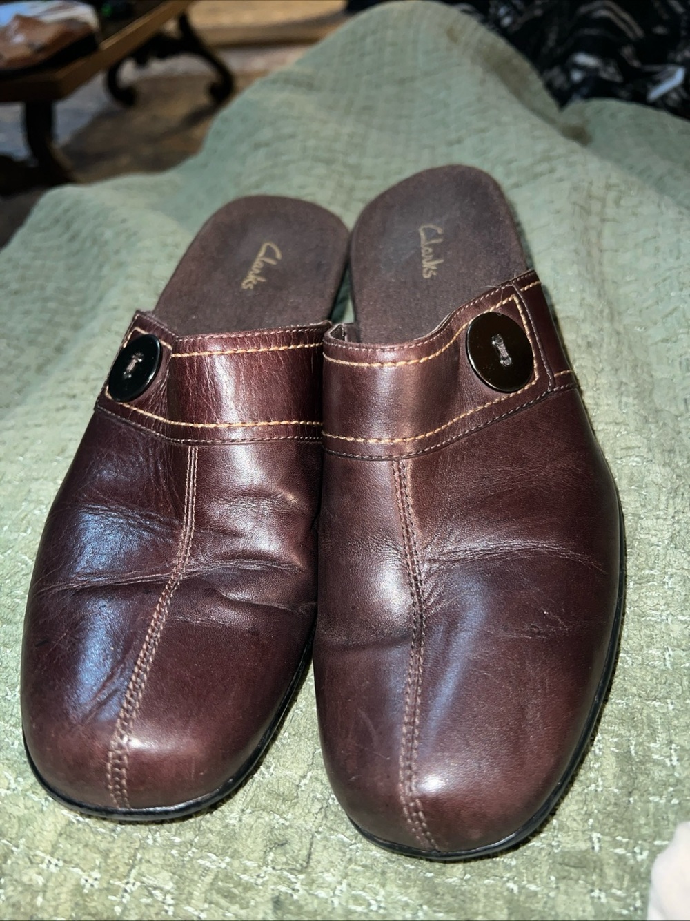 Clarks Men's Dark Brown Leather Slip-On Mules